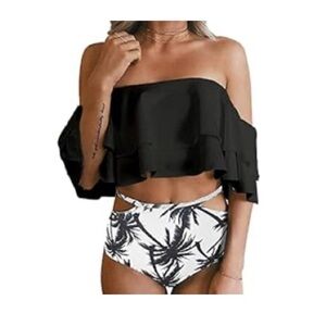 Black Off-Shoulder Bikini Set